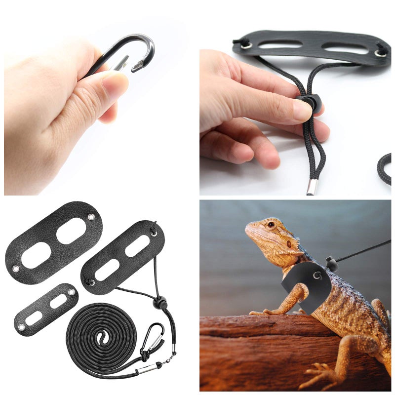 BWOGUE Bearded Dragon Harness and Leash Adjustable Leather Lizard Reptiles Harness Leash for Amphibians and Other Small Pet Animals (S,M,L,3 Pack) - Image 5
